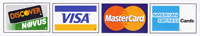 We Accept Visa, Mastercard, American Express, and Discover