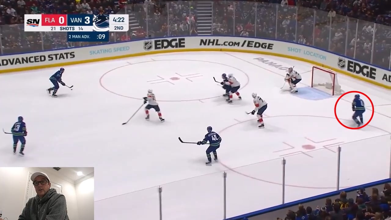 Brock Boeser Arriving at Net Front On Time