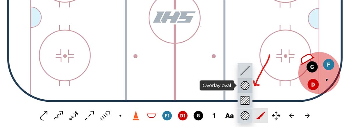 Select the oval or rectangle overlay tool from the toolbar.