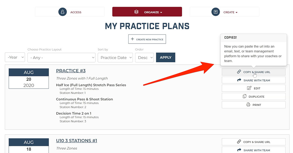 Easily Share Your Practice Plans With New Feature