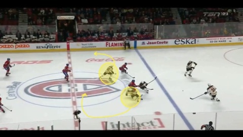 Center Ice Face Off Play by Boston Bruins