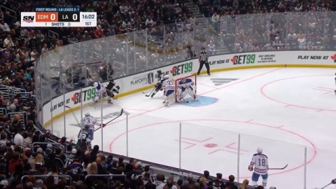 Moore Wins 50-50 Puck Down Low Along Wall