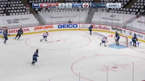 Morrissey Rolls with Puck and Shows Deception on Wall Retrieval